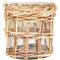 8" Clear Glass Handmade Candle Lantern with Brown Rattan Woven Exterior & Twisted Handle